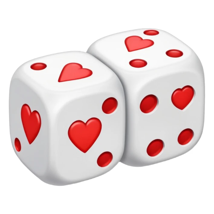 two dices in with red heart details sticker