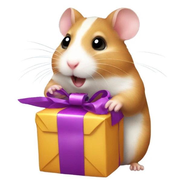 A hamster with a gift in its paws sticker