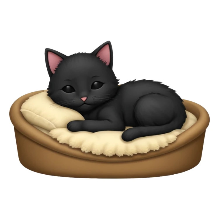 Black kitten sleeping in a bed sticker