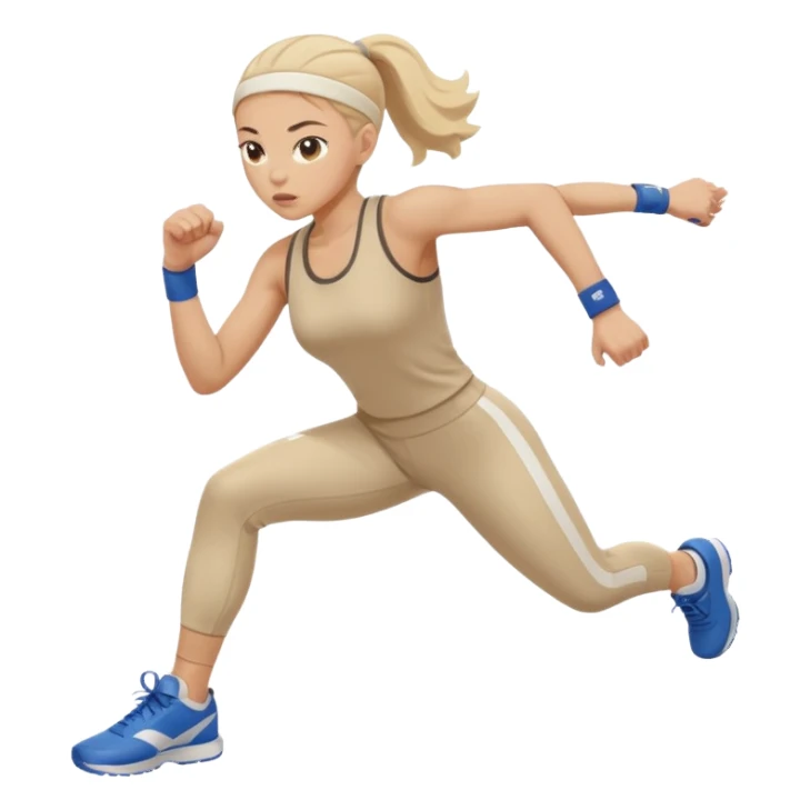 нарисуй девушку в бежевом костюме, которая занимается спортом sticker