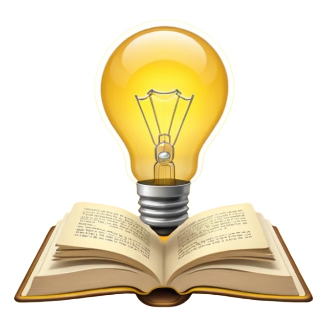 open book with a light bulb above it sticker