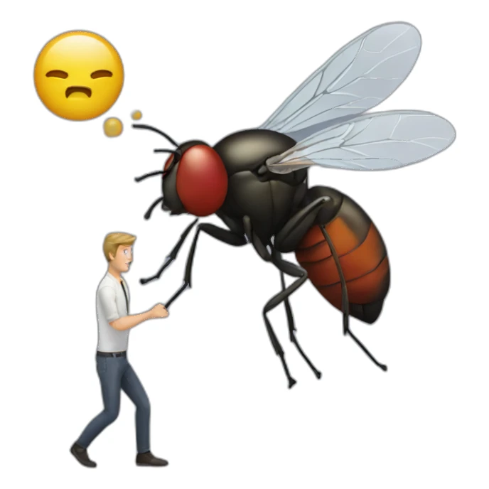 Fly hitting a man sticker
