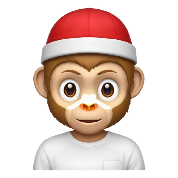 Macaco de camisa branca e boné vermelho  sticker