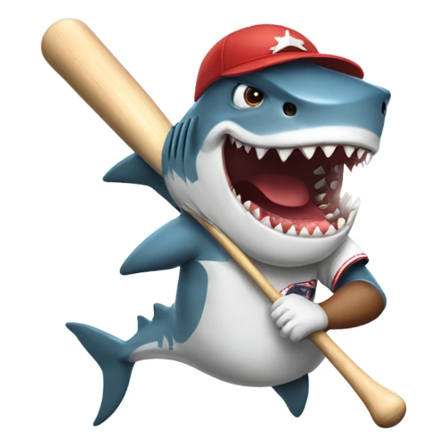 Shark playing baseball sticker