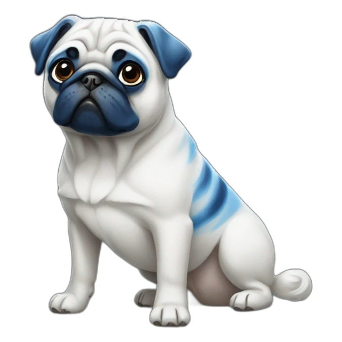 blue and white painted pug sticker