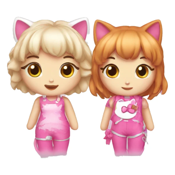 hello kitty and catgirl sticker