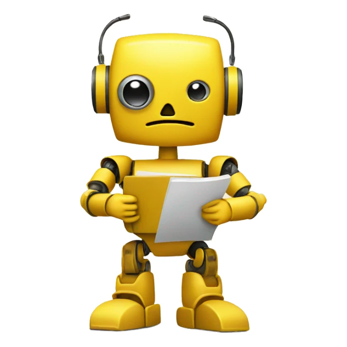 yellow robot with a notepad in his hands sticker