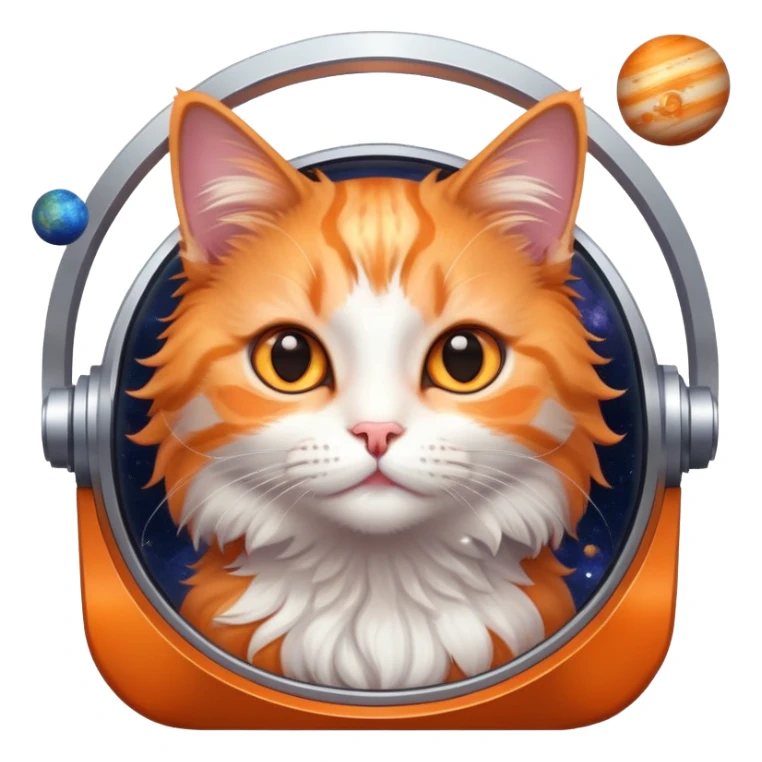 cat in space with stars and planets sticker