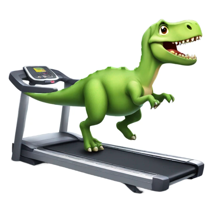 Fitness dinosaur running on treadmill sticker
