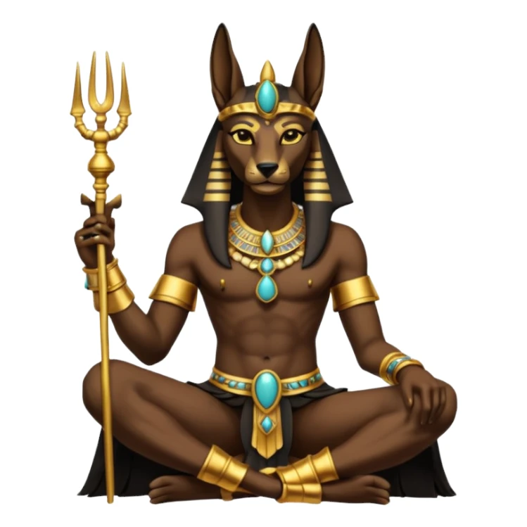 Ancient style lavishly adorned anubis staged formally sitting posed sticker