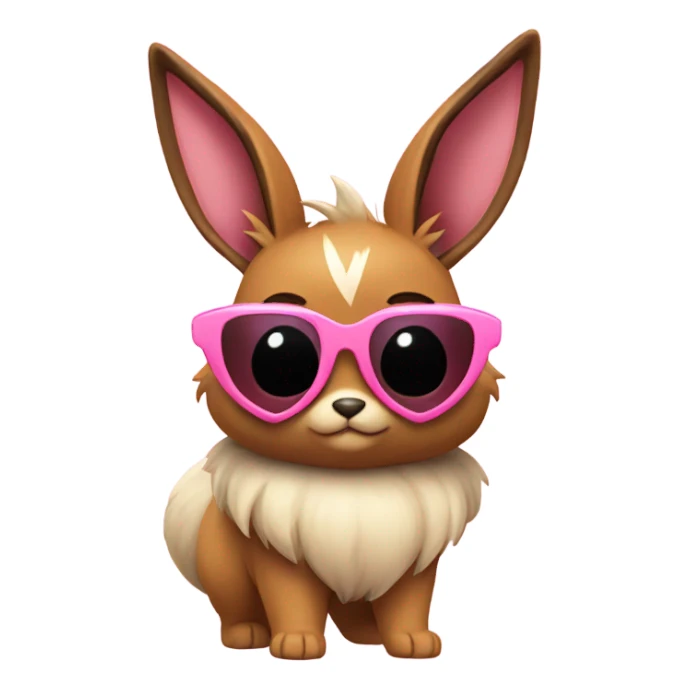 Eevee with pink opaque heart sunglasses sticker