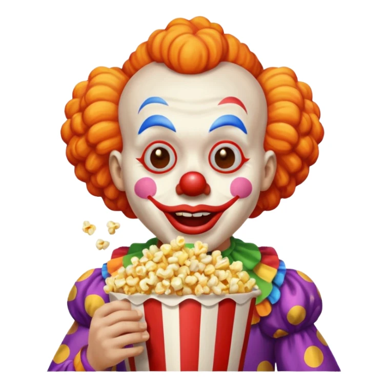 Clown eating popcorn  sticker
