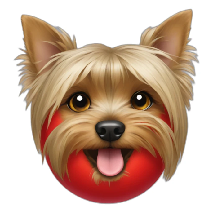 Yorkshire Terrier with red ball sticker