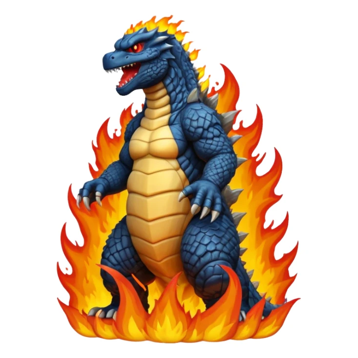 fire and building Godzilla sticker