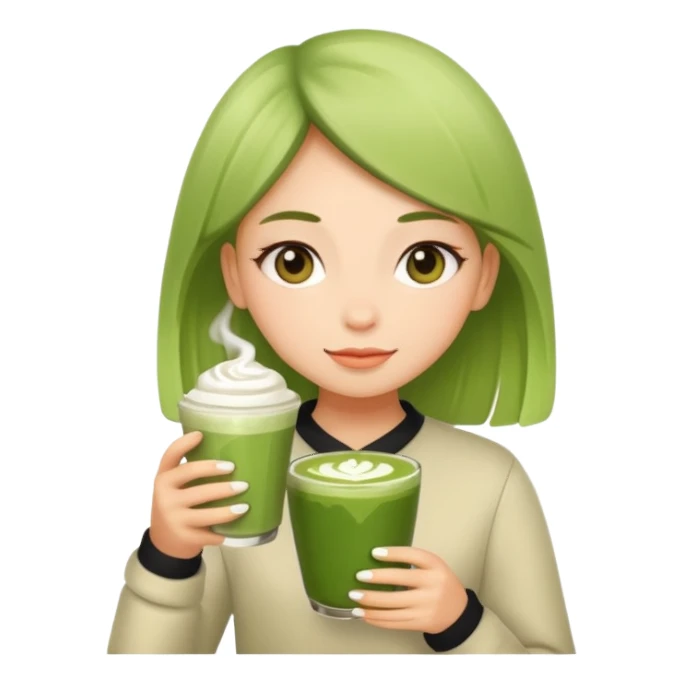 Girl with matcha latte sticker