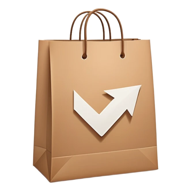 A shopping bag with a return arrow symbol, representing a return policy sticker