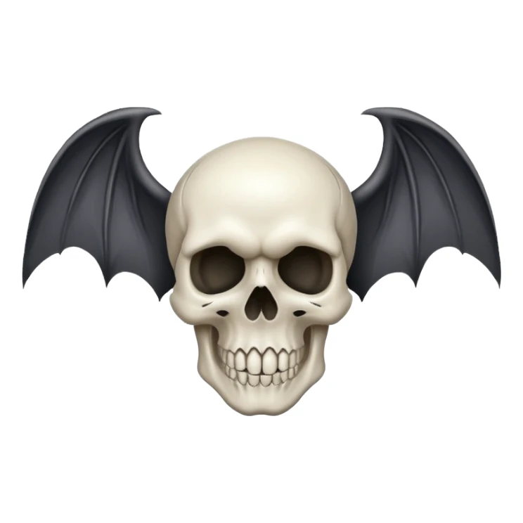 skull emoji with bat wings sticker