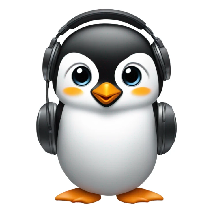 penguin with laptop & headphone sticker