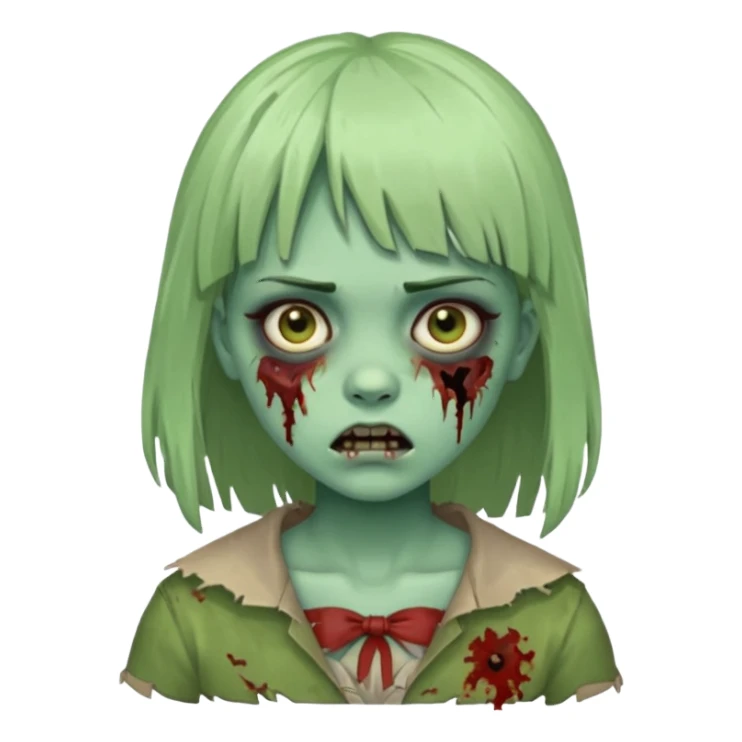 Zombi tradicional menina com franja sticker