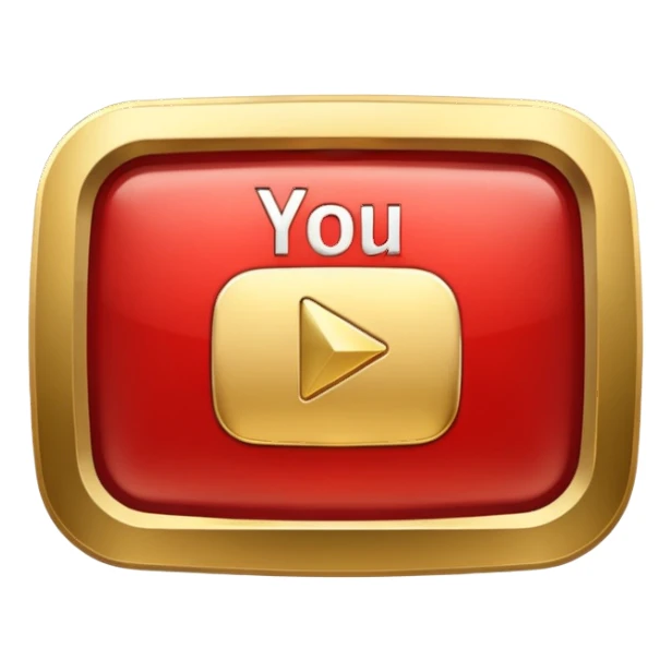 youtube golden play button with red edges sticker