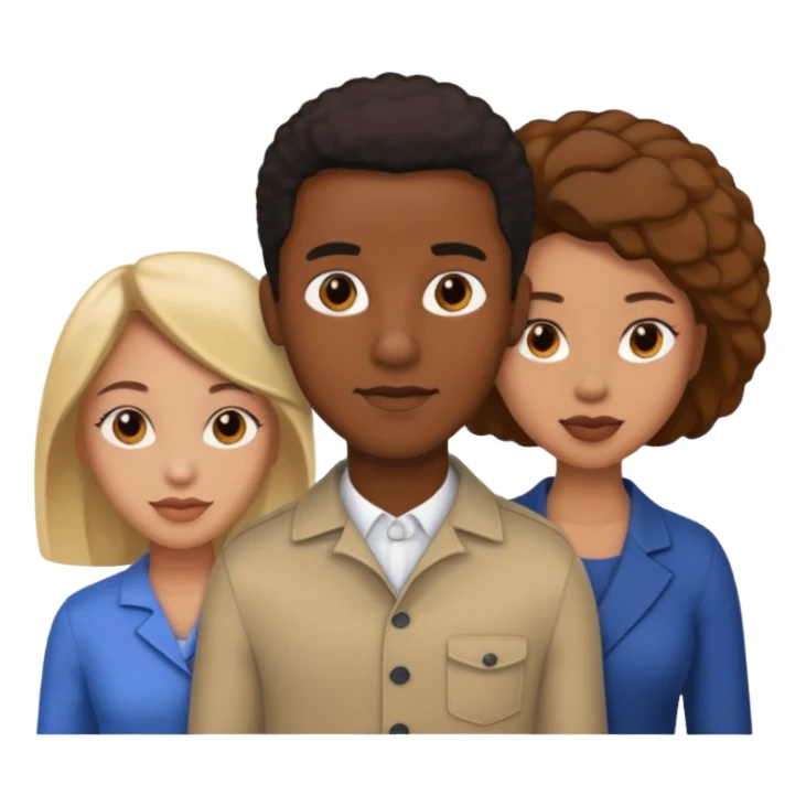 Black man with two women sticker