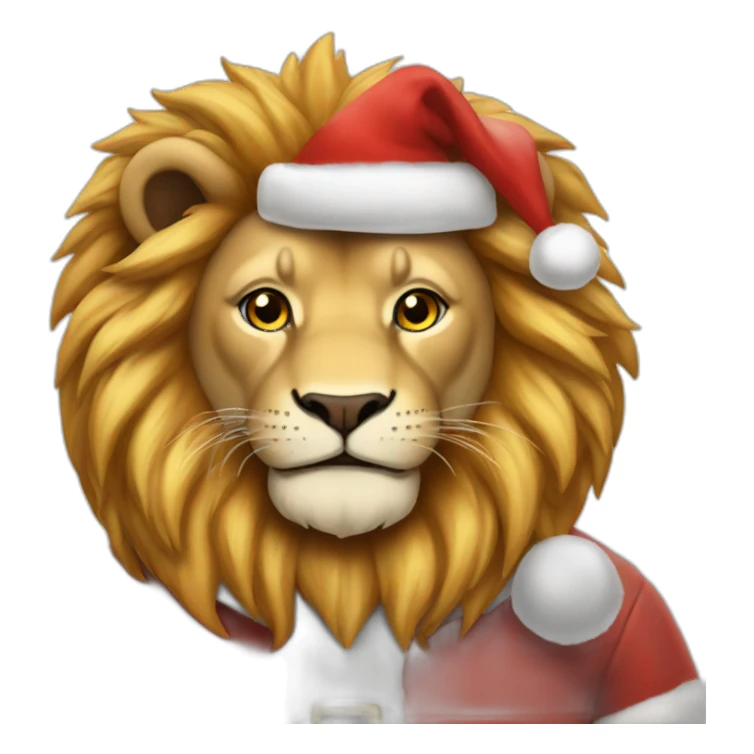 lion santa claus sticker