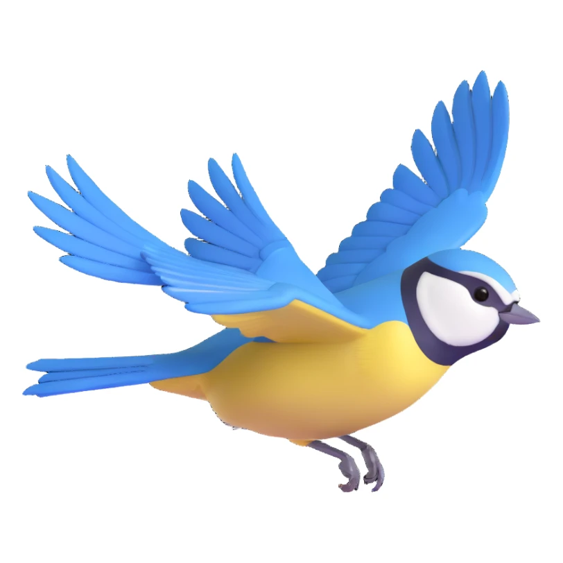 Eurasian blue tit bird in flight sticker