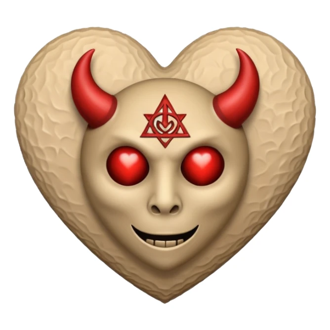 beige heart satanic sticker