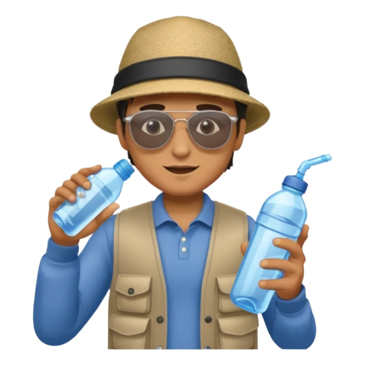 man with water bottle sticker