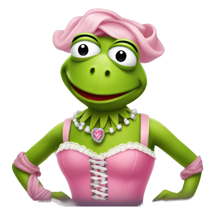 Kermit the frog wearing a pink corset  sticker