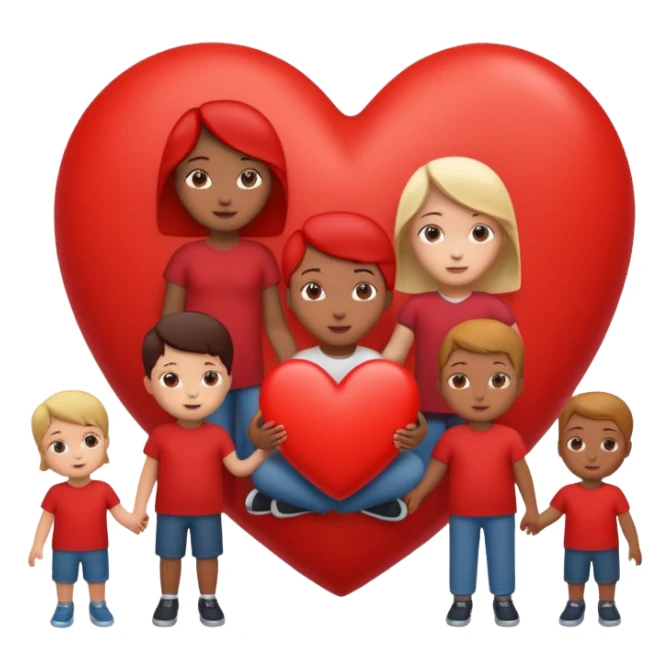 big heart with several small child figures inside sticker