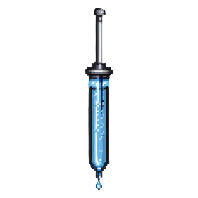 syringe with a drop at the tip sticker