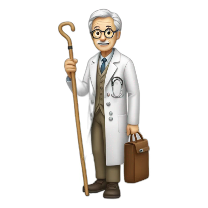 old doctor with cane sticker