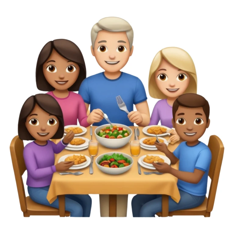 family having dinner sticker