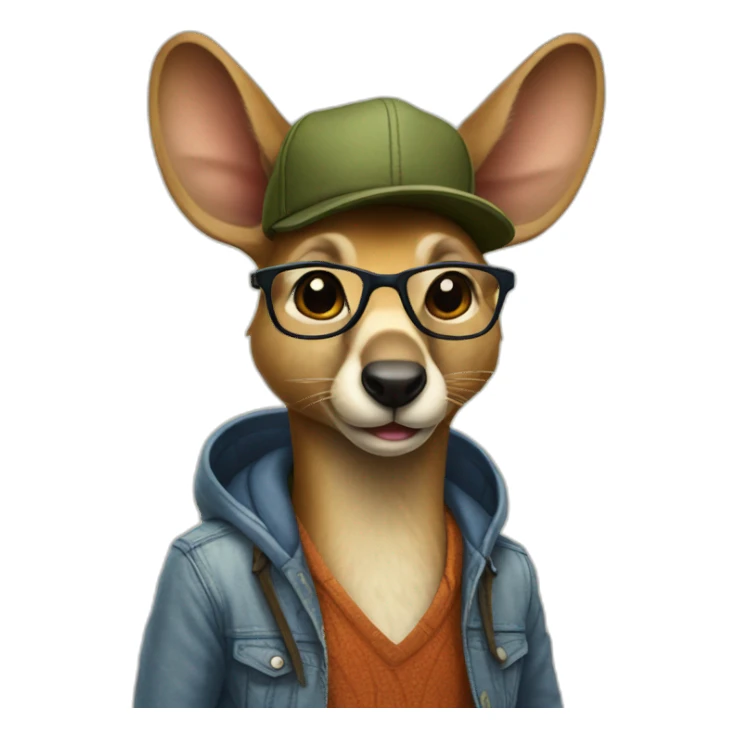 kangourou hipster sticker