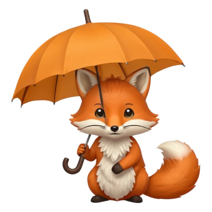 fox holding an umbrella sticker