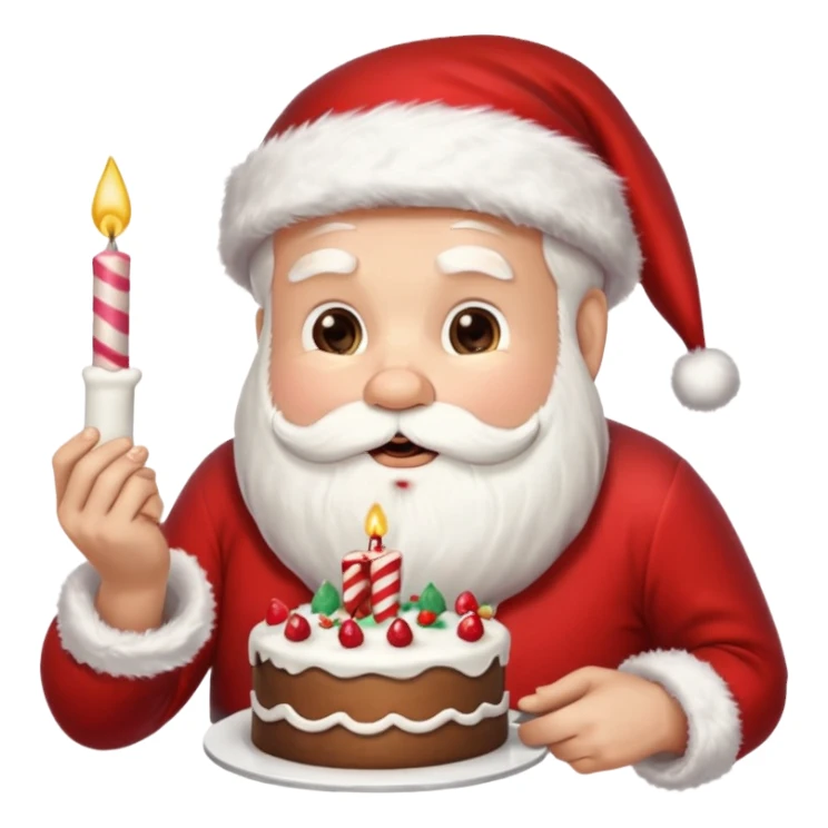 Santa eating birthday cake sticker