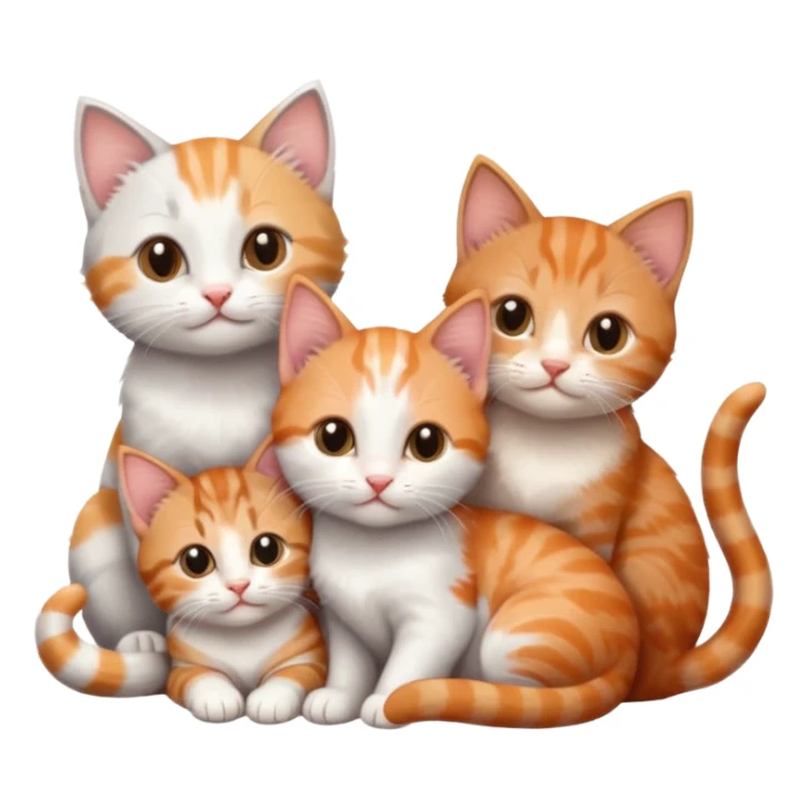 3 tiny kittens cuddling together all different colours, the first one is grey and white, the second is ginger and white and the third is brown tabby and white sticker