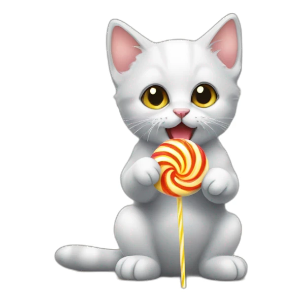 kitten eating a lolipop sticker