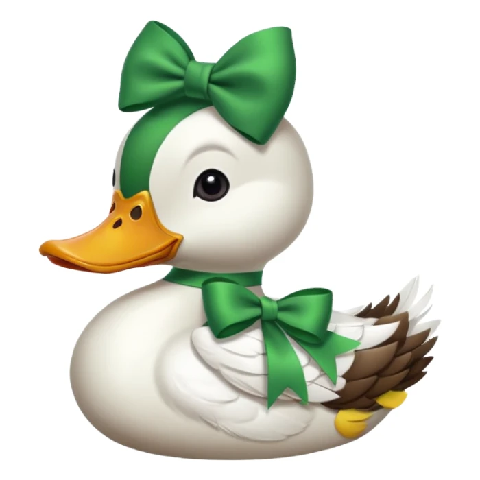 A duck with a green bow on its head sticker