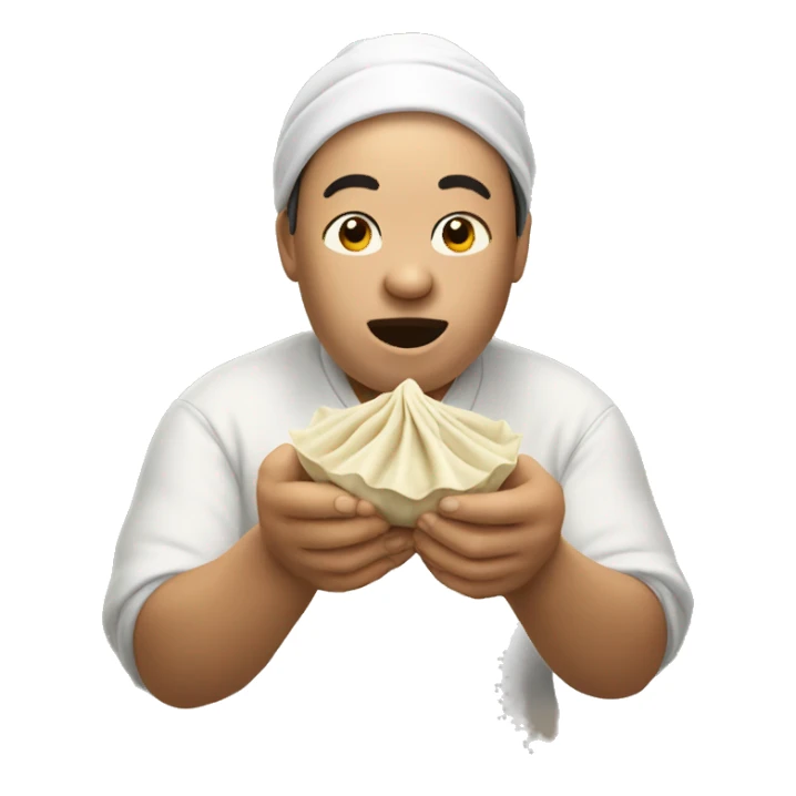 Eating dumpling with hands sticker