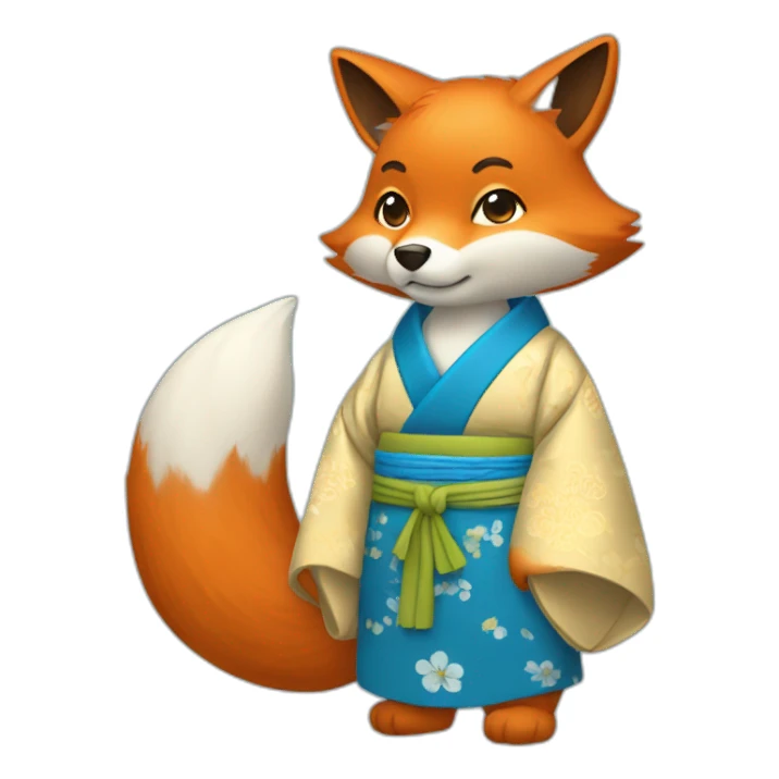 Fox-in-the-blue-kimono sticker