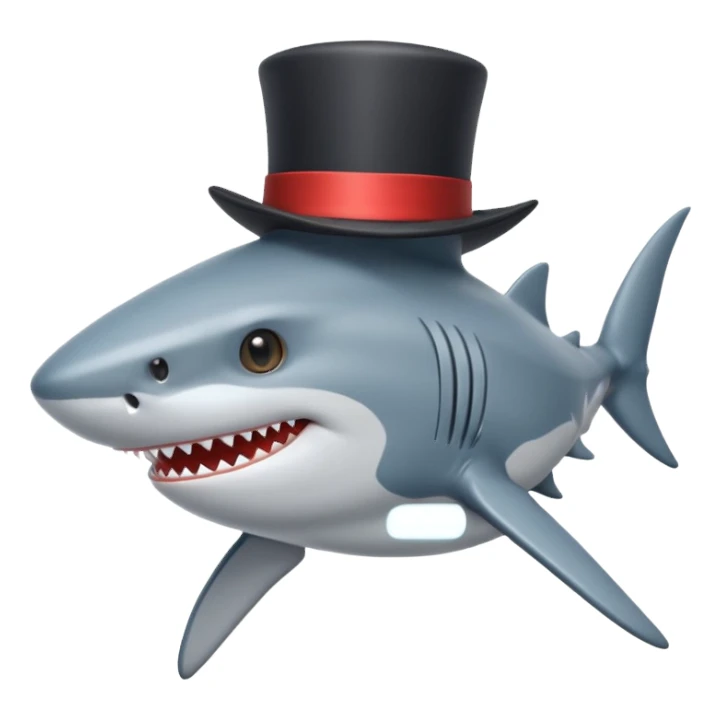 Shark with a top hat sticker