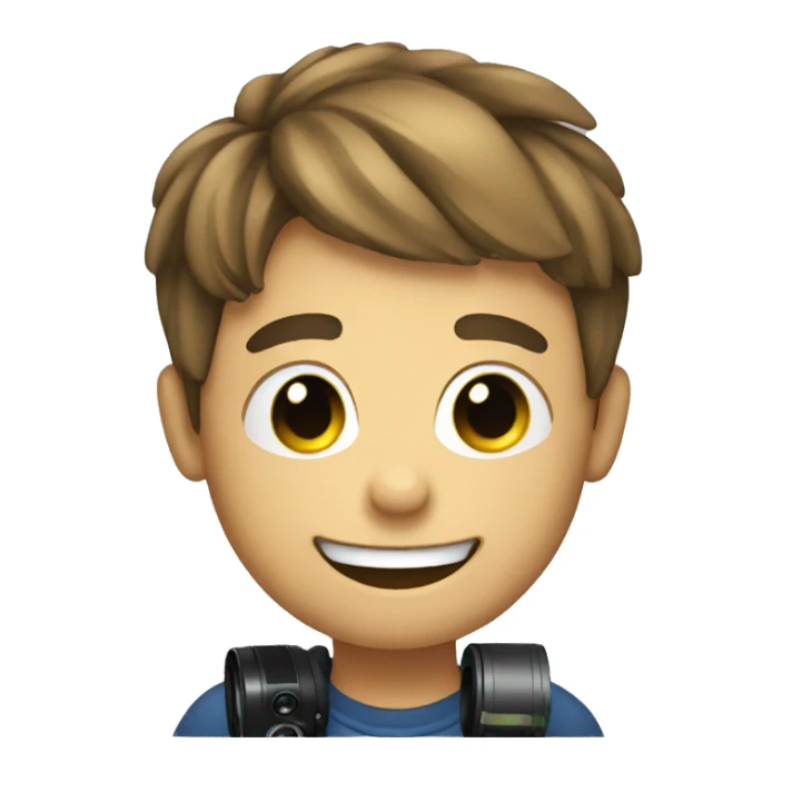 create a smiling boy emoji with camera photography sticker