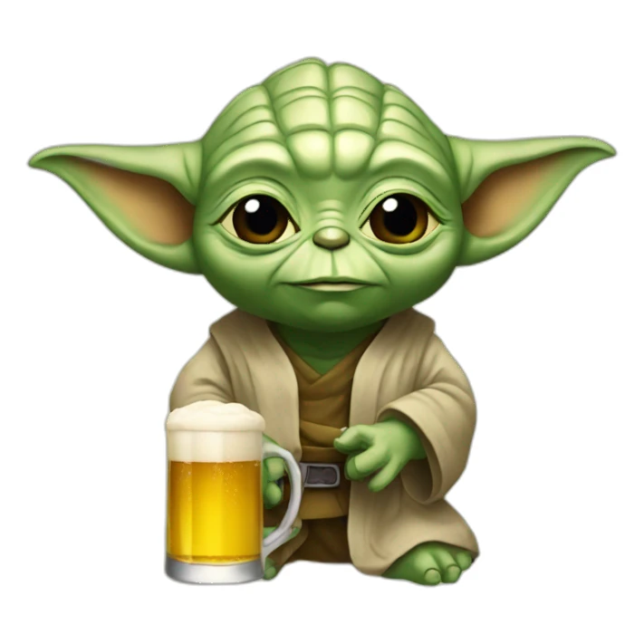 yoda with beer sticker
