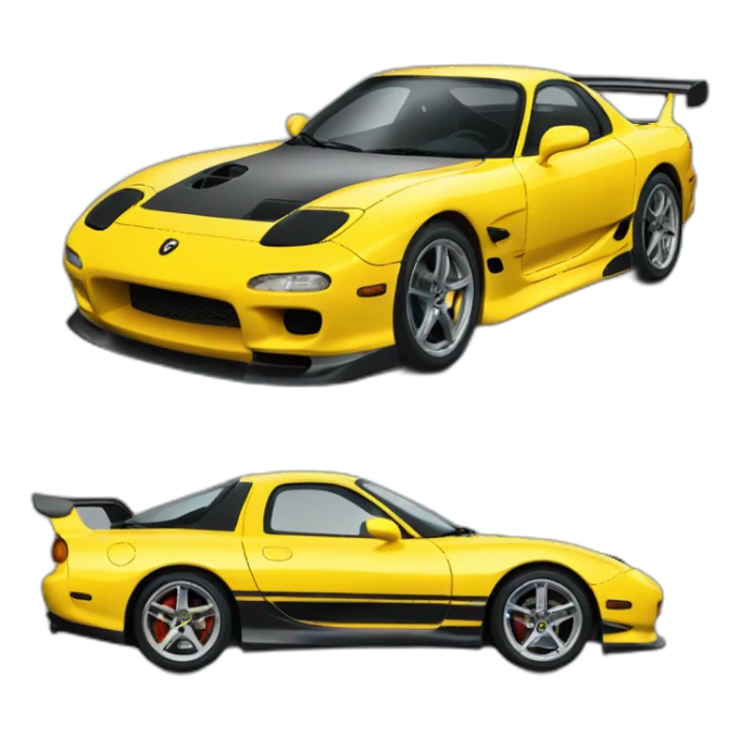 yellow rx-7 fd3s sportscar sticker