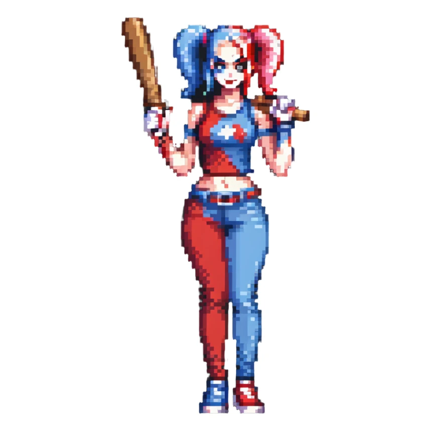 Harley Quinn character with baseball bat sticker