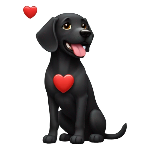 Perro negro con un corazón partido en el pecho sticker