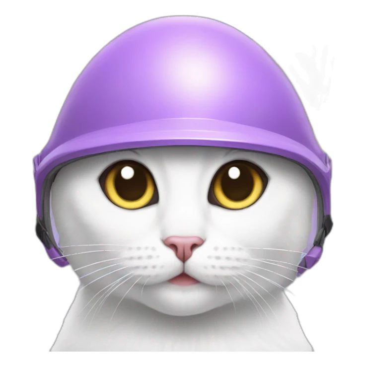 White cat in Lilac helmet sticker
