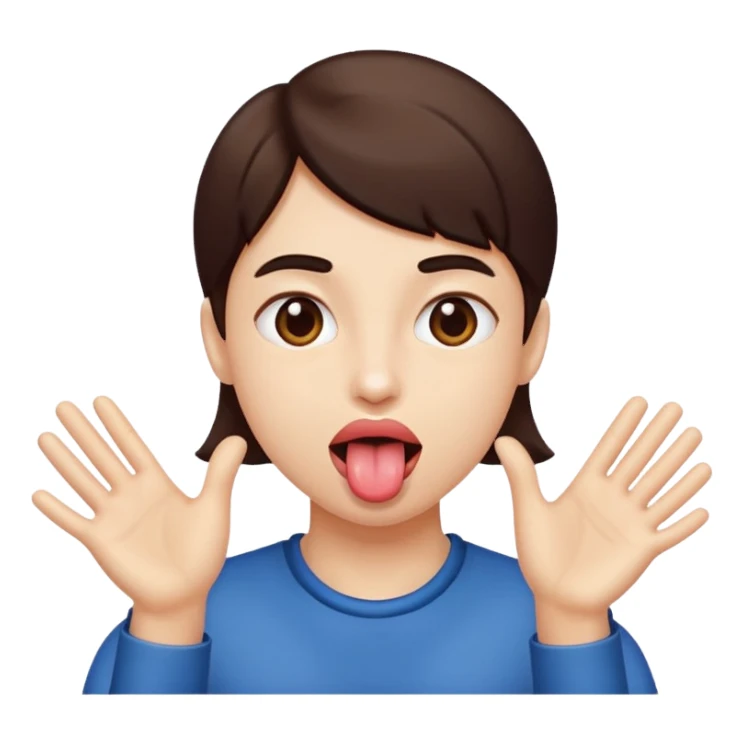 Tounge out with hands to side sticker